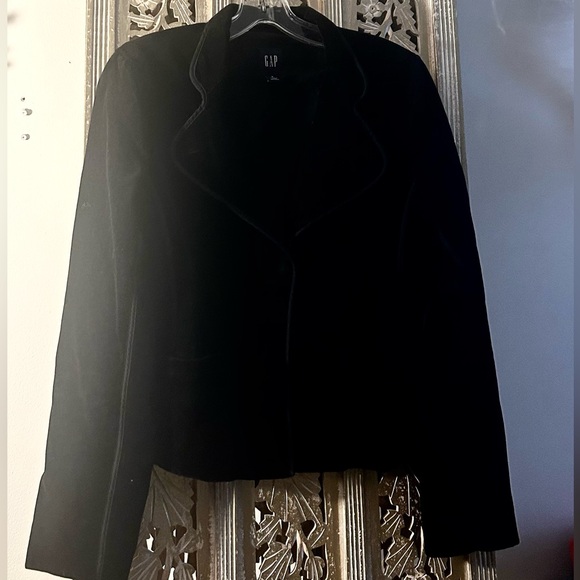 GAP black velvet blazer jacket velveteen long sleeves sleeve buttons Size 6 - Picture 5 of 9
